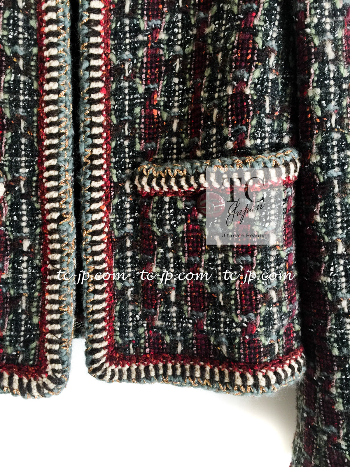 CHANEL 15A Maroon Wine Red Braid Trimming Wool Tweed Jacket Skirt Suit 42 44 シャネル ワインレッド ブレイドトリミング ウール ツイード ジャケット スカート スーツ 即発