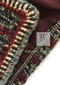 CHANEL 15A Maroon Wine Red Braid Trimming Wool Tweed Jacket Skirt Suit 42 44 シャネル ワインレッド ブレイドトリミング ウール ツイード ジャケット スカート スーツ 即発