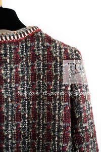 CHANEL 15A Maroon Wine Red Braid Trimming Wool Tweed Jacket Skirt Suit 42 44 シャネル ワインレッド ブレイドトリミング ウール ツイード ジャケット スカート スーツ 即発