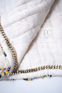 CHANEL 17C Ivory Cotton Collarless Tweed Jacket 36 38 シャネル アイボリー ノーカラー コットン ツイード ジャケット 即発