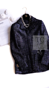 CHANEL 16S Black Blue Metallic Cotton Jacket 34 シャネル ブラック ブルー メタリック コットン ジャケット 即発
