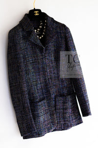 CHANEL 16S Black Blue Metallic Cotton Jacket 34 シャネル ブラック ブルー メタリック コットン ジャケット 即発