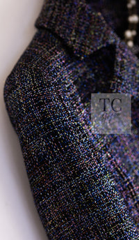 CHANEL 16S Black Blue Metallic Cotton Jacket 34 シャネル ブラック ブルー メタリック コットン ジャケット 即発