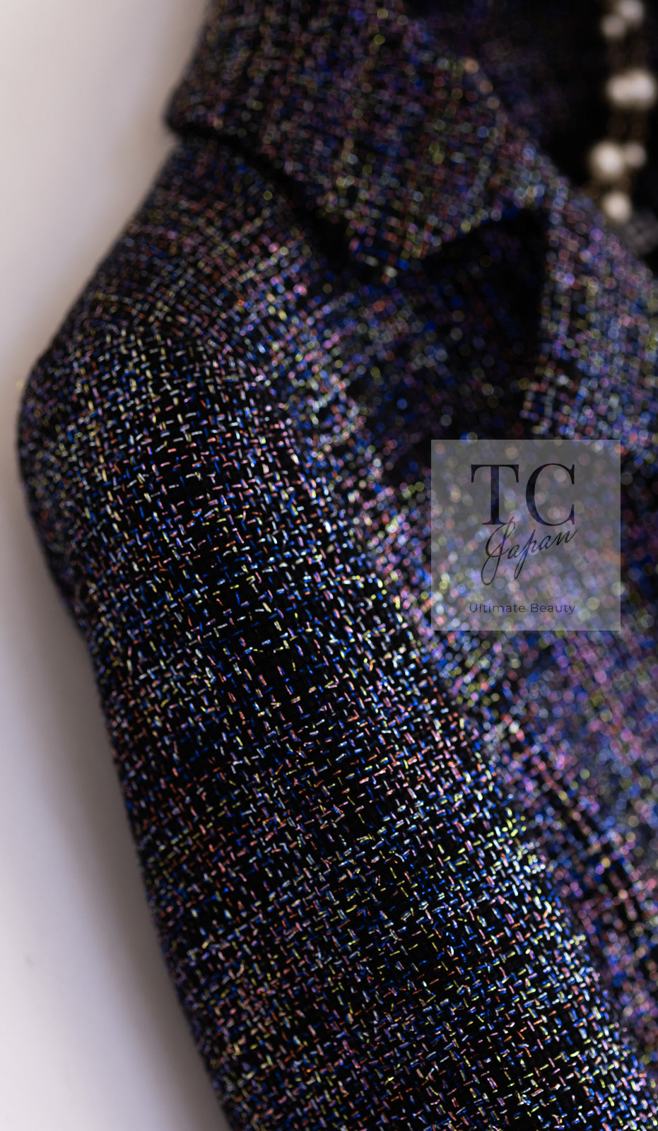 CHANEL 16S Black Blue Metallic Cotton Jacket 34 シャネル ブラック ブルー メタリック コットン ジャケット 即発