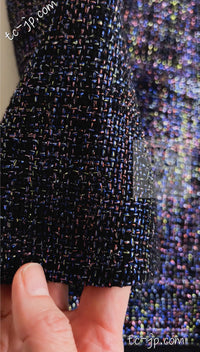 CHANEL 16S Black Blue Metallic Cotton Jacket 34 シャネル ブラック ブルー メタリック コットン ジャケット 即発