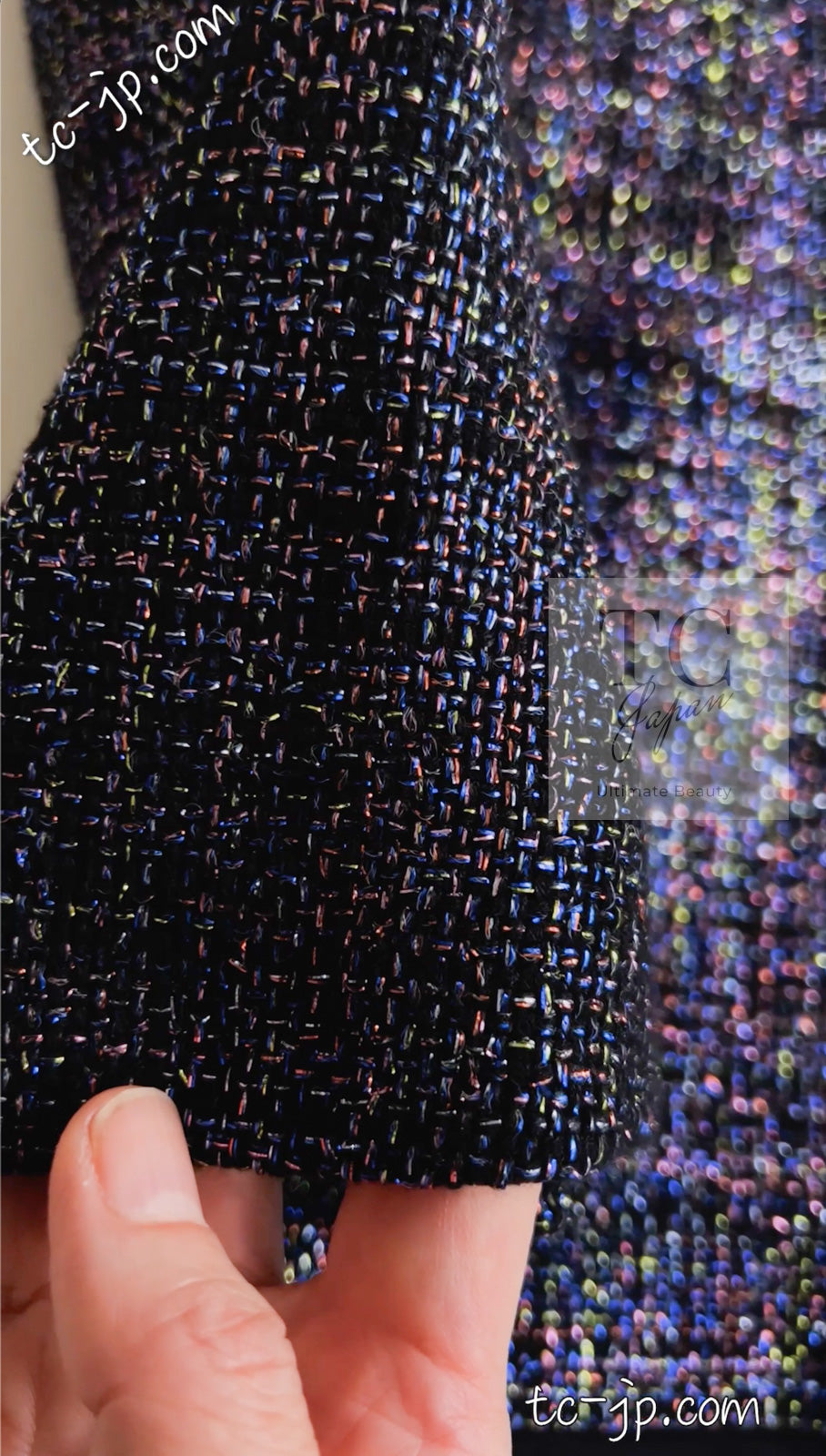 CHANEL 16S Black Blue Metallic Cotton Jacket 34 シャネル ブラック ブルー メタリック コットン ジャケット 即発