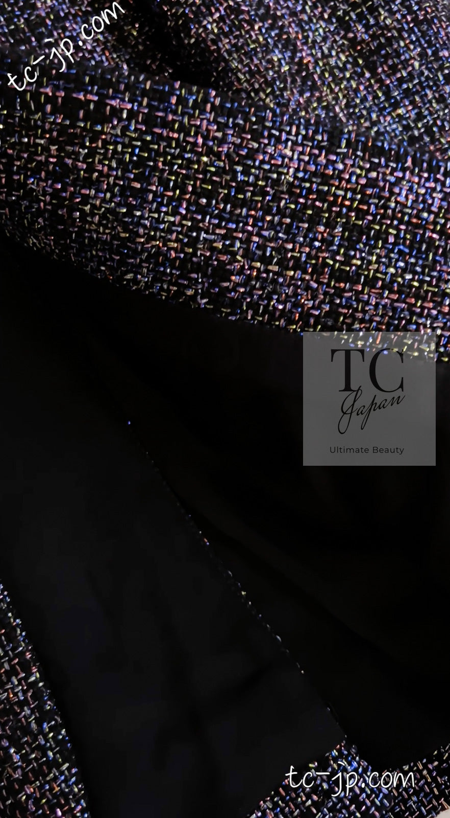 CHANEL 16S Black Blue Metallic Cotton Jacket 34 シャネル ブラック ブルー メタリック コットン ジャケット 即発