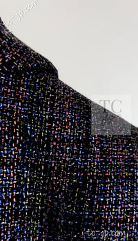 CHANEL 16S Black Blue Metallic Cotton Jacket 34 シャネル ブラック ブルー メタリック コットン ジャケット 即発