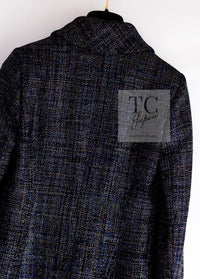 CHANEL 16S Black Blue Metallic Cotton Jacket 34 シャネル ブラック ブルー メタリック コットン ジャケット 即発
