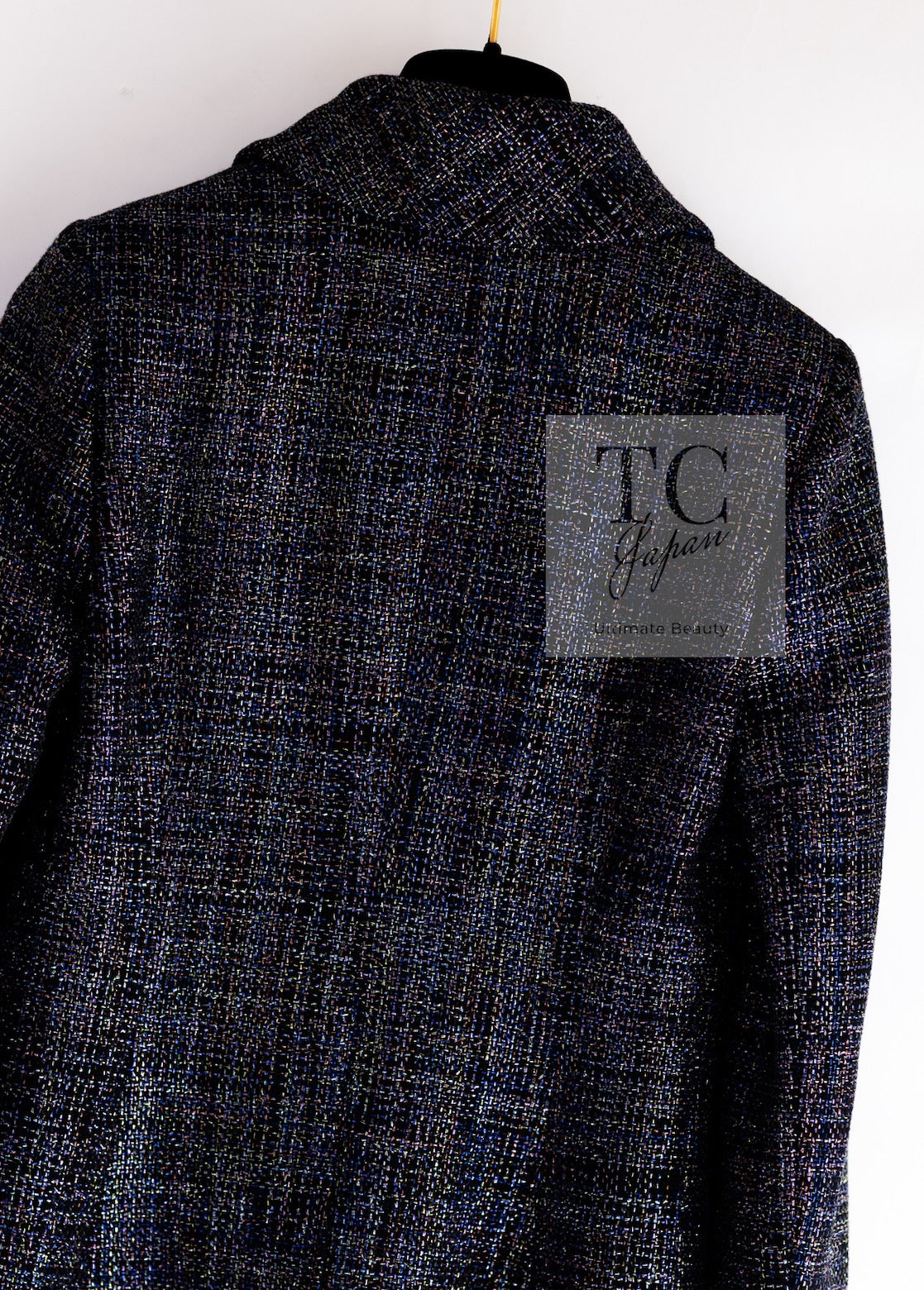 CHANEL 16S Black Blue Metallic Cotton Jacket 34 シャネル ブラック ブルー メタリック コットン ジャケット 即発