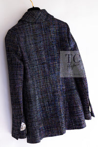 CHANEL 16S Black Blue Metallic Cotton Jacket 34 シャネル ブラック ブルー メタリック コットン ジャケット 即発