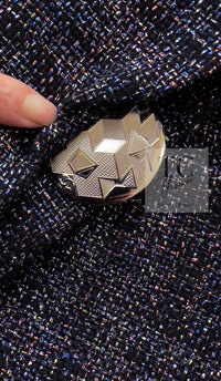 CHANEL 16S Black Blue Metallic Cotton Jacket 34 シャネル ブラック ブルー メタリック コットン ジャケット 即発