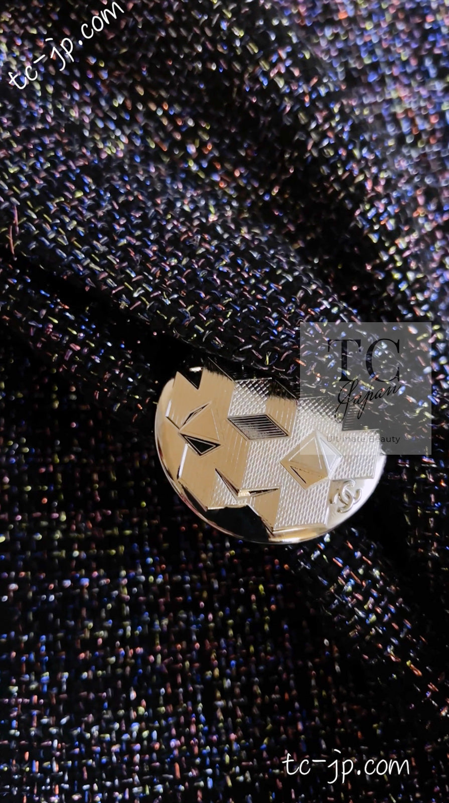 CHANEL 16S Black Blue Metallic Cotton Jacket 34 シャネル ブラック ブルー メタリック コットン ジャケット 即発