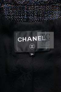 CHANEL 16S Black Blue Metallic Cotton Jacket 34 シャネル ブラック ブルー メタリック コットン ジャケット 即発