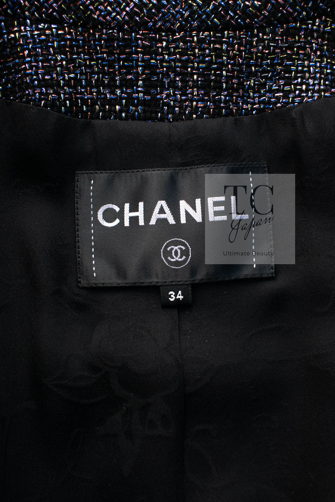 CHANEL 16S Black Blue Metallic Cotton Jacket 34 シャネル ブラック ブルー メタリック コットン ジャケット 即発