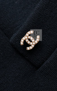 CHANEL 07A Black Detachable Ivory Collar 2 Way Wool Stretch Jacket 34 36 シャネル 女優 ブラック アイボリー取外可 襟 2 Way ウール ストレッチ ジャケット 即発