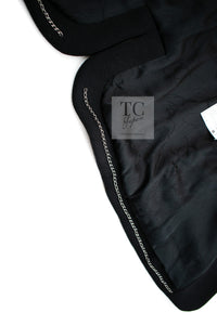 CHANEL 07A Black Detachable Ivory Collar 2 Way Wool Stretch Jacket 34 36 シャネル 女優 ブラック アイボリー取外可 襟 2 Way ウール ストレッチ ジャケット 即発