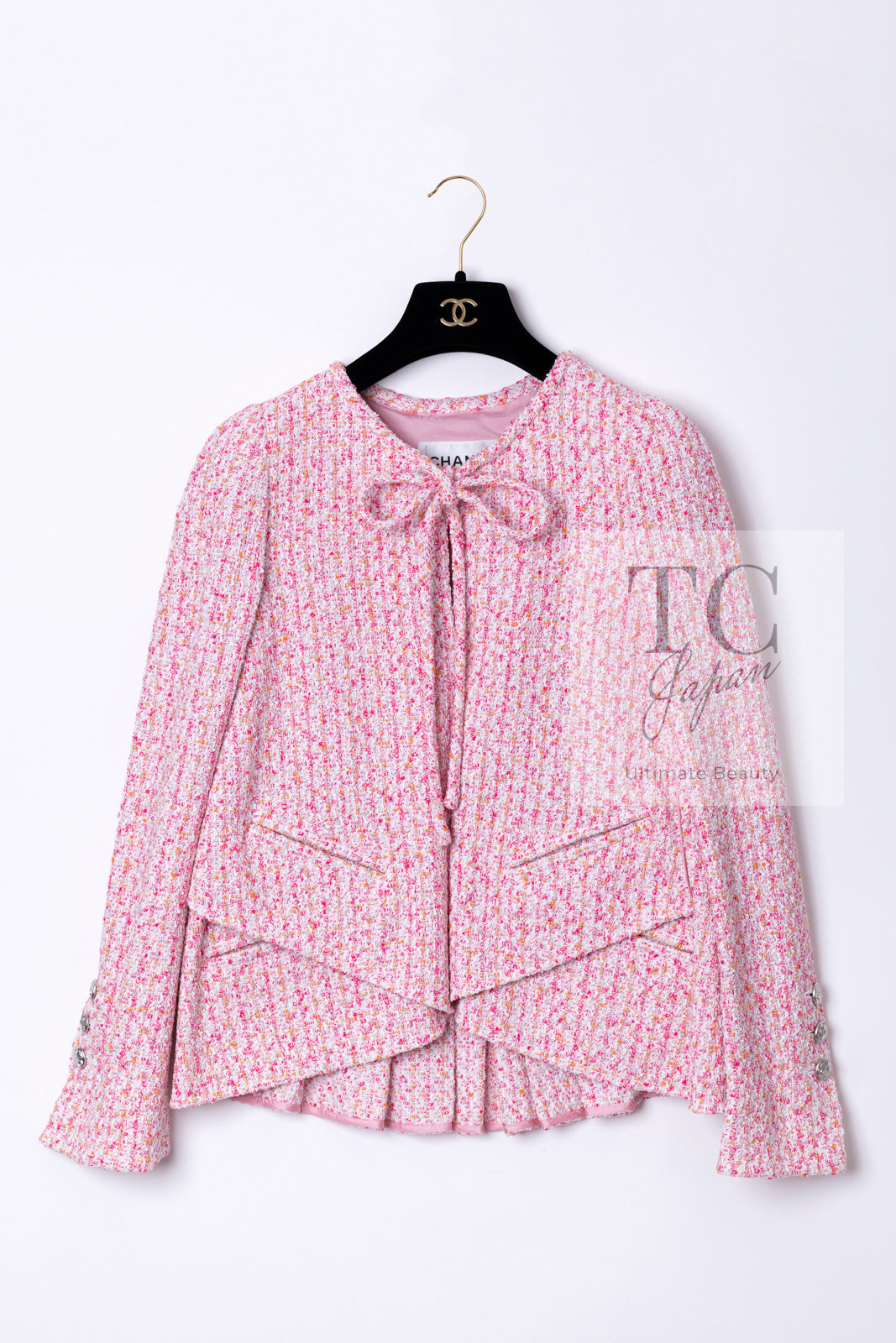 CHANEL 16S Pink Ribbon Fantasy Cotton Tweed Jacket 36 シャネル ピンク リボン ファンタジー コットン ツイード ジャケット 即発