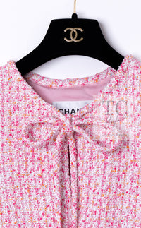 CHANEL 16S Pink Ribbon Fantasy Cotton Tweed Jacket 36 シャネル ピンク リボン ファンタジー コットン ツイード ジャケット 即発