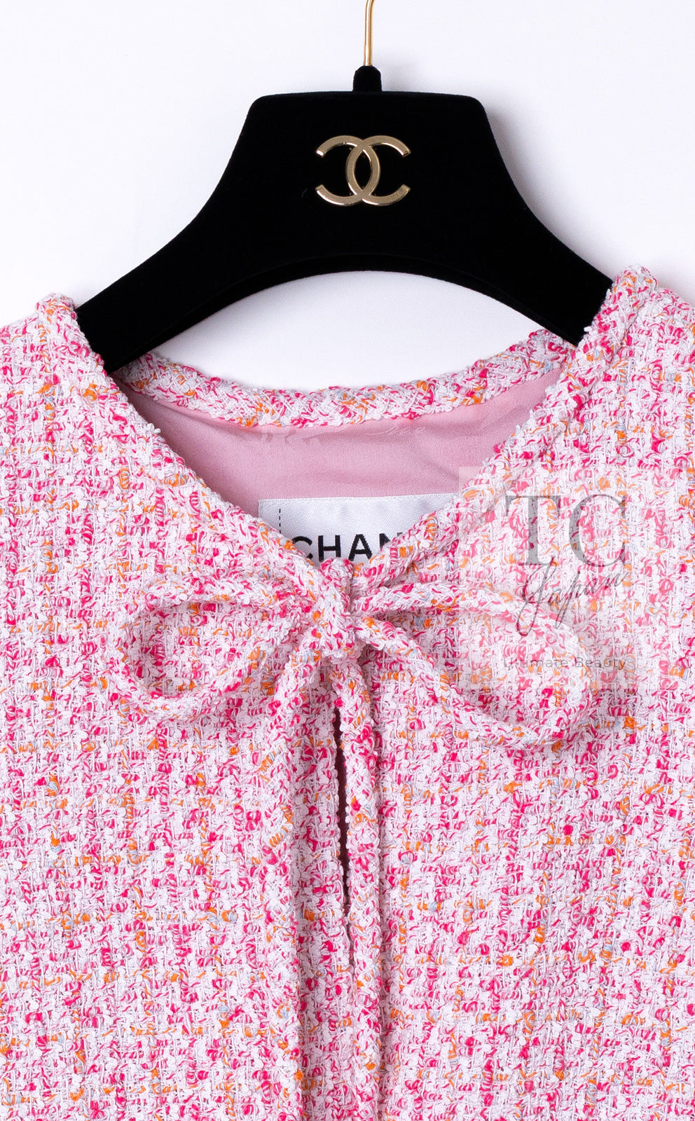 CHANEL 16S Pink Ribbon Fantasy Cotton Tweed Jacket 36 シャネル ピンク リボン ファンタジー コットン ツイード ジャケット 即発