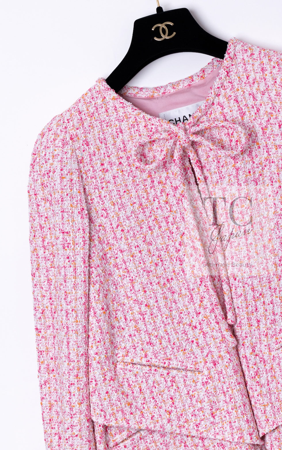 CHANEL 16S Pink Ribbon Fantasy Cotton Tweed Jacket 36 シャネル ピンク リボン ファンタジー コットン ツイード ジャケット 即発