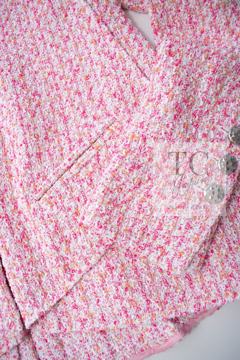 CHANEL 16S Pink Ribbon Fantasy Cotton Tweed Jacket 36 シャネル ピンク リボン ファンタジー コットン ツイード ジャケット 即発