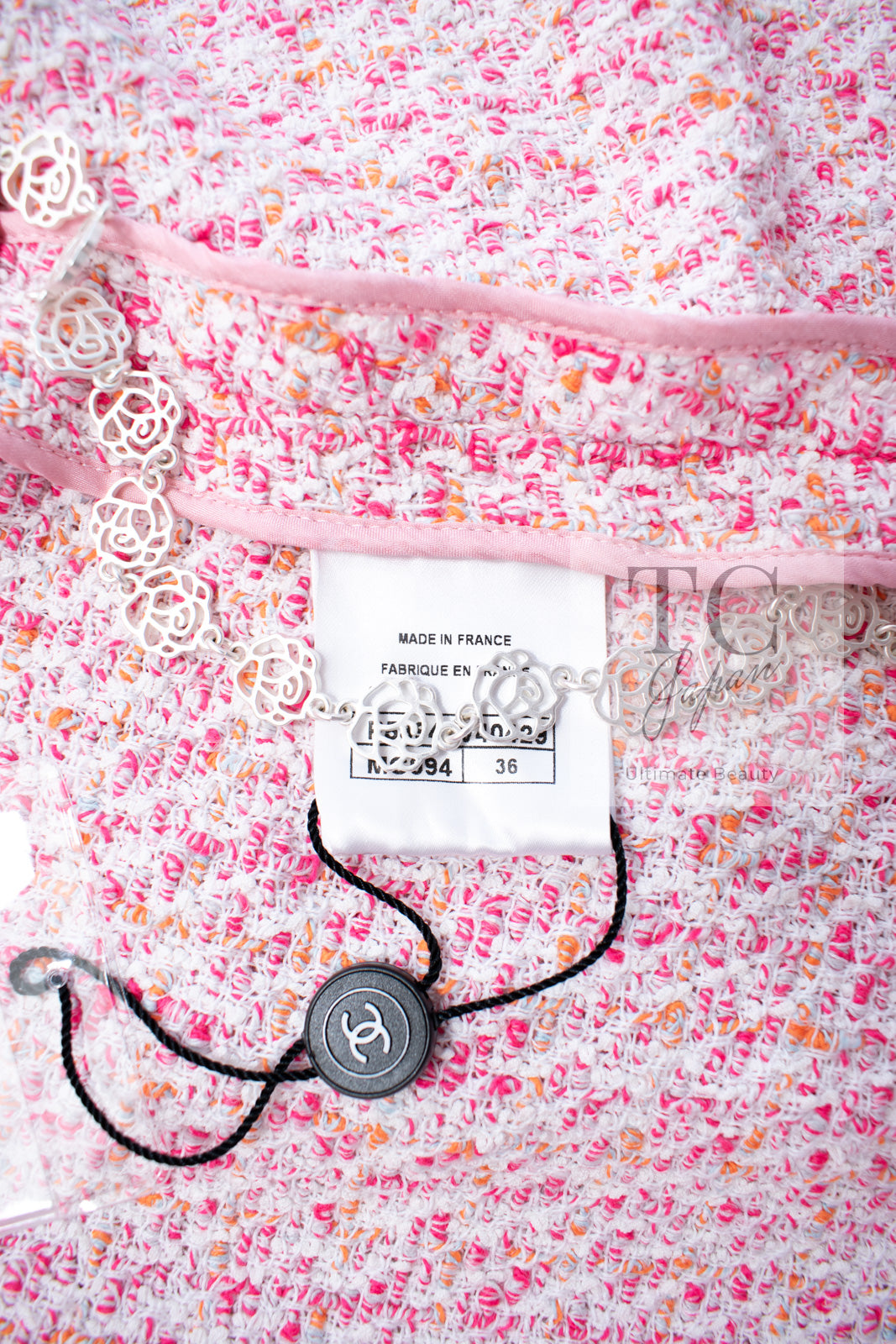 CHANEL 16S Pink Ribbon Fantasy Cotton Tweed Jacket 36 シャネル ピンク リボン ファンタジー コットン ツイード ジャケット 即発