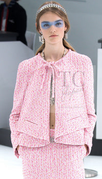 CHANEL 16S Pink Ribbon Fantasy Cotton Tweed Jacket 36 シャネル ピンク リボン ファンタジー コットン ツイード ジャケット 即発
