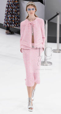 CHANEL 16S Pink Ribbon Fantasy Cotton Tweed Jacket 36 シャネル ピンク リボン ファンタジー コットン ツイード ジャケット 即発