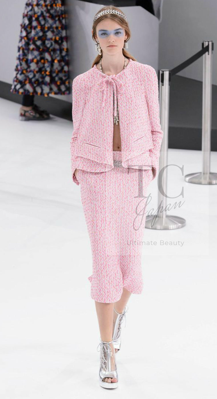 CHANEL 16S Pink Ribbon Fantasy Cotton Tweed Jacket 36 シャネル ピンク リボン ファンタジー コットン ツイード ジャケット 即発