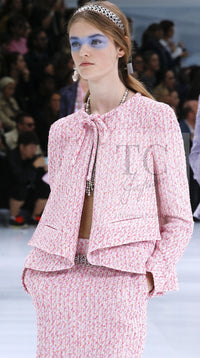 CHANEL 16S Pink Ribbon Fantasy Cotton Tweed Jacket 36 シャネル ピンク リボン ファンタジー コットン ツイード ジャケット 即発