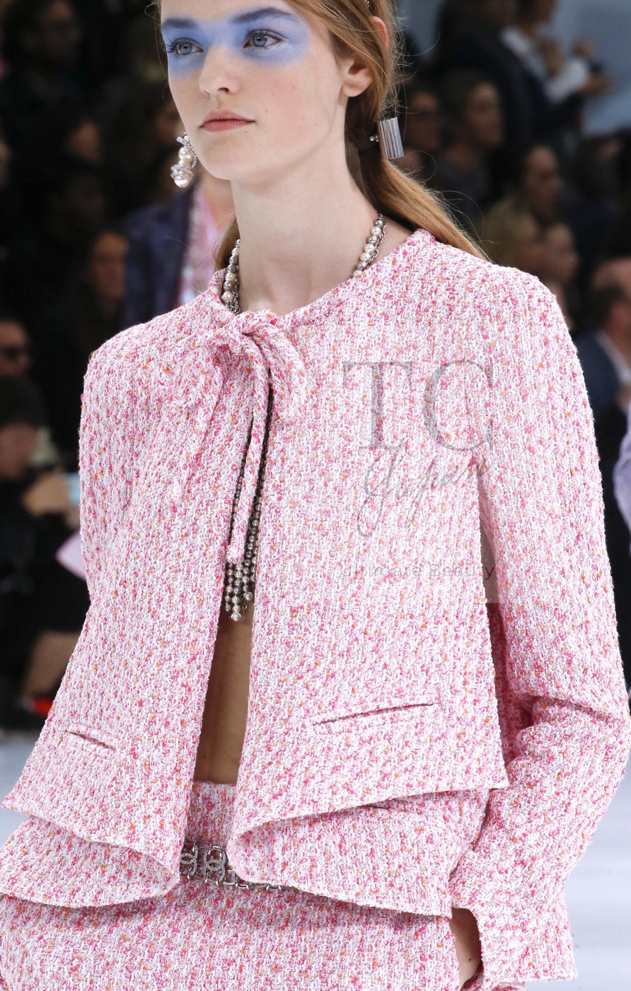 CHANEL 16S Pink Ribbon Fantasy Cotton Tweed Jacket 36 シャネル ピンク リボン ファンタジー コットン ツイード ジャケット 即発