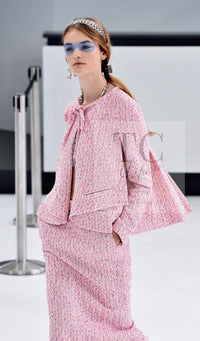 CHANEL 16S Pink Ribbon Fantasy Cotton Tweed Jacket 36 シャネル ピンク リボン ファンタジー コットン ツイード ジャケット 即発