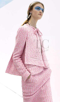 CHANEL 16S Pink Ribbon Fantasy Cotton Tweed Jacket 36 シャネル ピンク リボン ファンタジー コットン ツイード ジャケット 即発