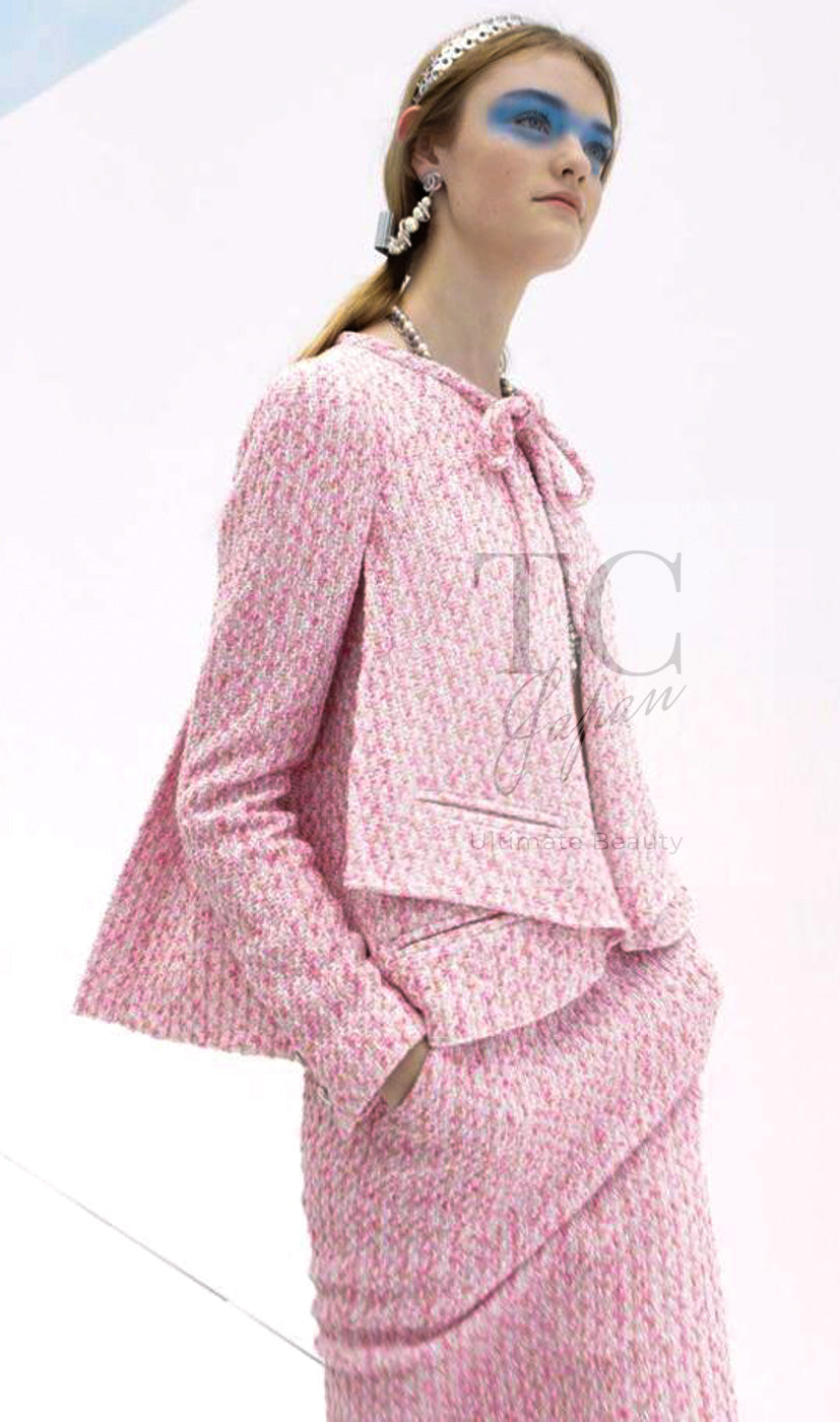 CHANEL 16S Pink Ribbon Fantasy Cotton Tweed Jacket 36 シャネル ピンク リボン ファンタジー コットン ツイード ジャケット 即発