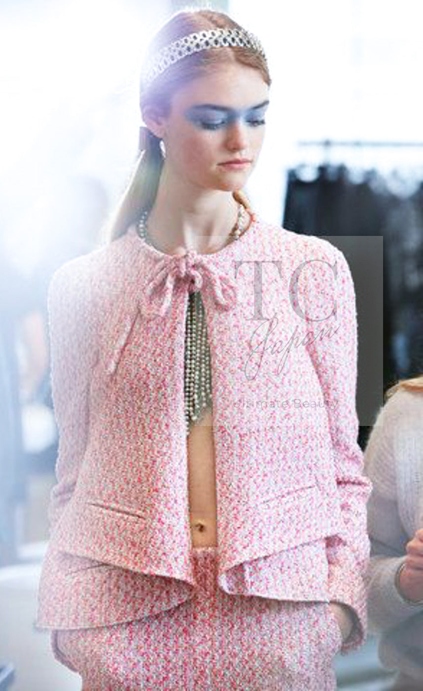 CHANEL 16S Pink Ribbon Fantasy Cotton Tweed Jacket 36 シャネル ピンク リボン ファンタジー コットン ツイード ジャケット 即発