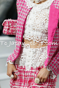 CHANEL 14S Navy Check Collarless Cotton Tweed Jacket 34 シャネル ネイビー チェック ノーカラー コットン ツイード ジャケット 即発