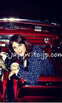CHANEL 14S Navy Check Collarless Cotton Tweed Jacket 34 シャネル ネイビー チェック ノーカラー コットン ツイード ジャケット 即発