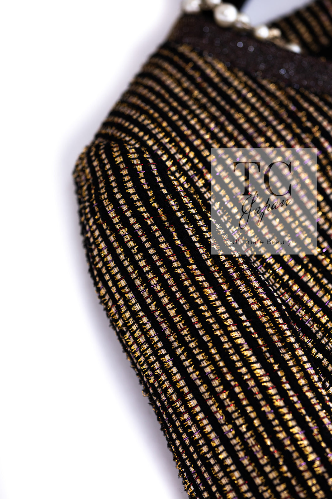 CHANEL 10C Gold Metallic Stripe Long Jacket Coat Skirt Setup 34 シャネル ゴールド メタリック ストライプ ロング ジャケット コート スカート セットアップ 即発