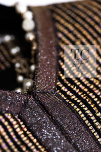 CHANEL 10C Gold Metallic Stripe Long Jacket Coat Skirt Setup 34 シャネル ゴールド メタリック ストライプ ロング ジャケット コート スカート セットアップ 即発