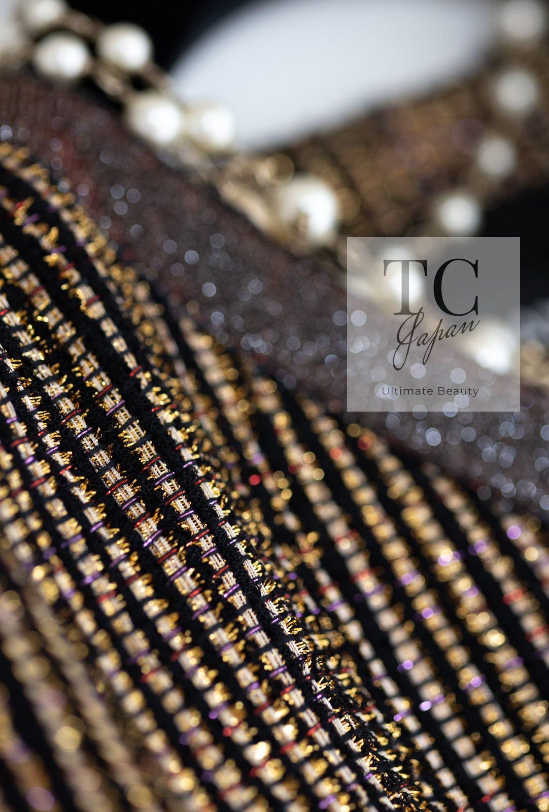 CHANEL 10C Gold Metallic Stripe Long Jacket Coat Skirt Setup 34 シャネル ゴールド メタリック ストライプ ロング ジャケット コート スカート セットアップ 即発