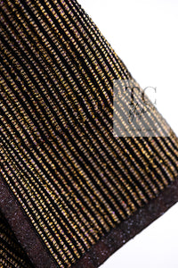 CHANEL 10C Gold Metallic Stripe Long Jacket Coat Skirt Setup 34 シャネル ゴールド メタリック ストライプ ロング ジャケット コート スカート セットアップ 即発