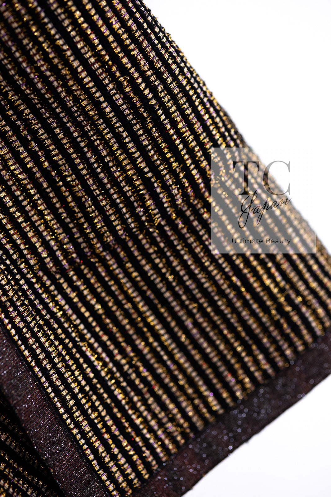 CHANEL 10C Gold Metallic Stripe Long Jacket Coat Skirt Setup 34 シャネル ゴールド メタリック ストライプ ロング ジャケット コート スカート セットアップ 即発