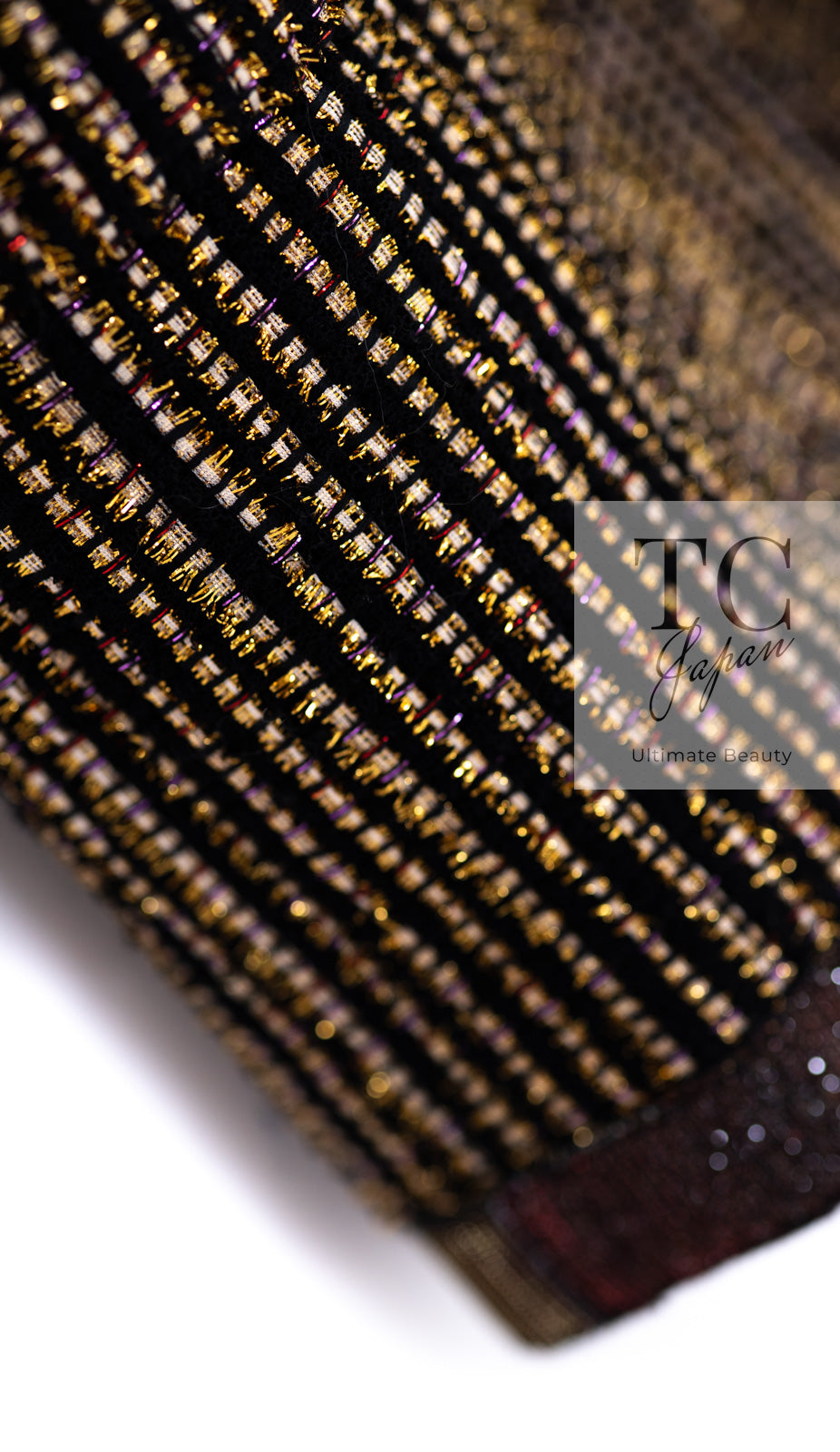 CHANEL 10C Gold Metallic Stripe Long Jacket Coat Skirt Setup 34 シャネル ゴールド メタリック ストライプ ロング ジャケット コート スカート セットアップ 即発