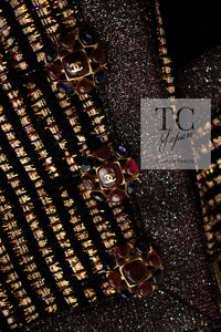 CHANEL 10C Gold Metallic Stripe Long Jacket Coat Skirt Setup 34 シャネル ゴールド メタリック ストライプ ロング ジャケット コート スカート セットアップ 即発