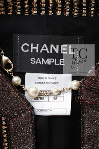 CHANEL 10C Gold Metallic Stripe Long Jacket Coat Skirt Setup 34 シャネル ゴールド メタリック ストライプ ロング ジャケット コート スカート セットアップ 即発