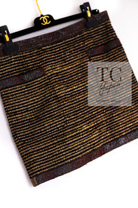 CHANEL 10C Gold Metallic Stripe Long Jacket Coat Skirt Setup 34 シャネル ゴールド メタリック ストライプ ロング ジャケット コート スカート セットアップ 即発