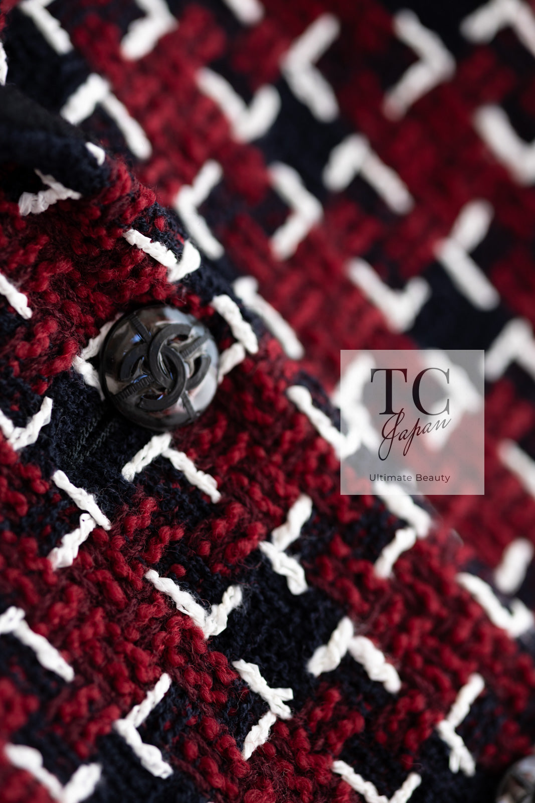 CHANEL 15A Burgundy Red Black Wool Tweed Jacket 36 38 シャネル バーガンディー レッド ブラック ウール ジャケット 即発