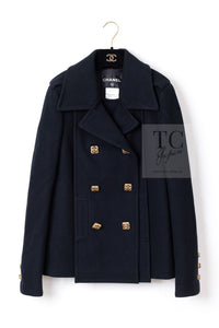 CHANEL 11PF Black Wool Gripoix Buttons Double Jacket Coat 36 シャネル ブラック ウール グリポア 宝石 ボタン ジャケット コート 即発