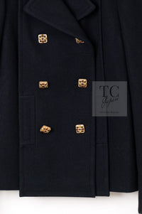 CHANEL 11PF Black Wool Gripoix Buttons Double Jacket Coat 36 シャネル ブラック ウール グリポア 宝石 ボタン ジャケット コート 即発